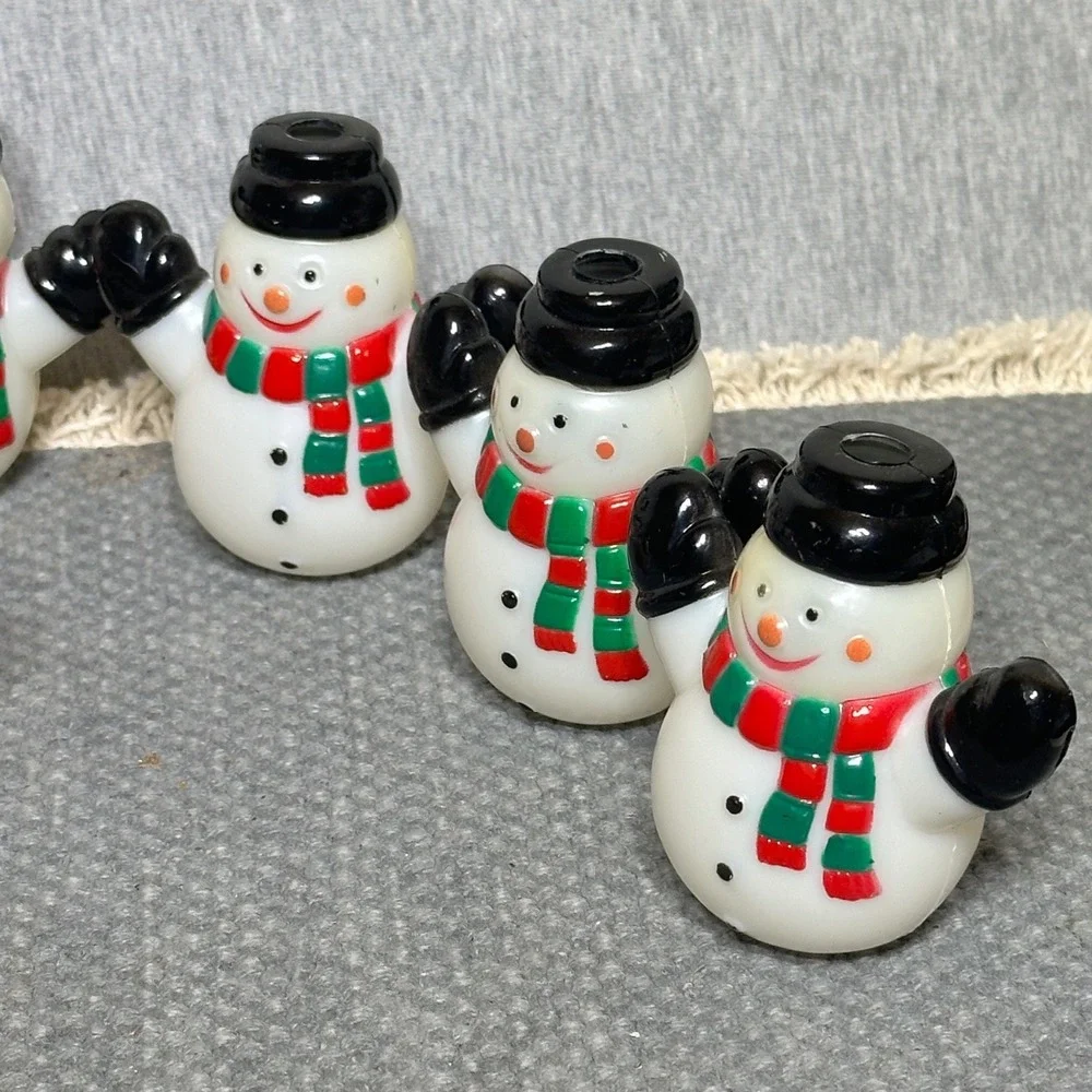 Lot of 10 Vintage Snowman Blow Mold Christmas Light Covers Red Green Scarf Hat
